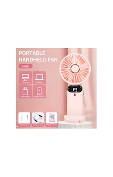 Taşınabilir Dijitalli Mini Fan Şarjlı, Sessiz Ve Güçlü Serinletici Fan Pembe - 886311102