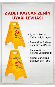2'li Kaygan Zemin Uyarı Levhası / Katlanabilir Çift Taraflı Temizlik 2'li Kaygan Zemin Uyarı Levhası / Katlanabilir Çift Taraflı Temizlik