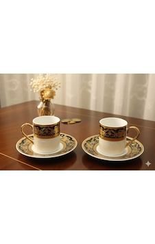 Deco Vien Osmanlı Motifli Siyah-gold 2'li Porselen Kahve Fincan Takımı Siyah - Gold Deco Vien Osmanlı Motifli Siyah-gold 2'li Porselen Kahve Fincan Takımı Siyah - Gold