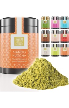 Uniqo Mango Aromalı Premium Japon Matcha Tozu 30 Gr Şeker İlavesiz Vegan, Metal Kutuda Bardak Poşet Çay Uniqo Mango Aromalı Premium Japon Matcha Tozu 30 Gr Şeker İlavesiz Vegan, Metal Kutuda Bardak Poşet Çay