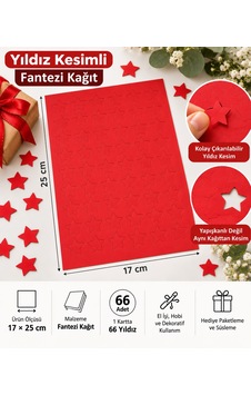 Hazır Kesim Kağıt Yıldız Desen 66 Adet Kırmızı Fantezi Kağıt Süs, Hediye Paketleme, Dekorasyon Ve Hobi Hazır Kesim Kağıt Yıldız Desen 66 Adet Kırmızı Fantezi Kağıt Süs, Hediye Paketleme, Dekorasyon Ve Hobi