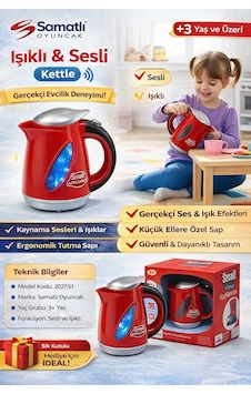 Oyuncak Işıklı Ve Sesli Kettle Gerçekçi Evcilik Deneyimi Oyuncak Işıklı Ve Sesli Kettle Gerçekçi Evcilik Deneyimi