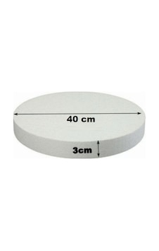 Dekoras Strafor Köpük Yuvarlak Köpük Pasta Taban Altlığı 40x3 Cm beyaz