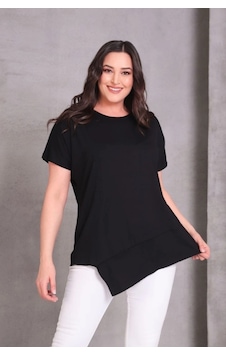 Aytemas Eteği Asimetrik Basic Bluz siyah