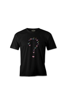 Kalp Soru İşareti Siyah Erkek Tshirt Kalp Soru İşareti Siyah Erkek Tshirt
