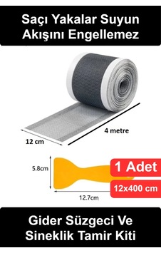 Gidersüzgeci Gider Süzgeci Sineklik Tamir Kiti 12 Cm 4 Metre Yapışkanlı Saç Yakalayıcı Banyo Duş Mu