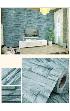 Zhlhome Mavi Tuğla 3d Duvar Kağıdı 3 Metre