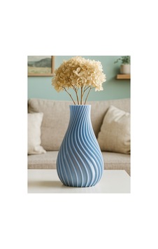 Modern Spiral Tasarımlı 3d Baskı Dekoratif Vazo 18 Cm Beyaz