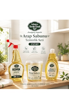 Arap Sabunu Temizlik Seti, Leke Çıkarıcı, Yağ Çözücü Etkili, Çok Amaçlı Yüzey Temizleyici, Bitkisel Ve Vegan Temizlik 3'lü Set Arap Sabunu Temizlik Seti, Leke Çıkarıcı, Yağ Çözücü Etkili, Çok Amaçlı Yüzey Temizleyici, Bitkisel Ve Vegan Temizlik 3'lü Set