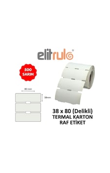 Elitrulo Termal Karton Raf Etiketi 38x80 Delikli - 500 Adet 1 Elitrulo Termal Karton Raf Etiketi 38x80 Delikli - 500 Adet 1
