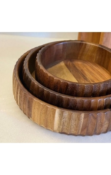 3'lü Akasya Kase Seti- 3lü Akasya Oyuklu Mien Curve Bowl Kase-akasya Derin Tabak Salata Çerezlik Kase Seti Kahve Tonları 3'lü Akasya Kase Seti- 3lü Akasya Oyuklu Mien Curve Bowl Kase-akasya Derin Tabak Salata Çerezlik Kase Seti Kahve Tonları