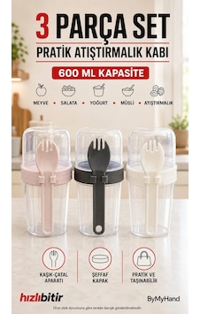 Bymyhand Plastik Çatallı Hazneli Yoğurt Meyve Ve Sebze Musli Kabı 600 Ml Karışık Renk Şeffaf Bymyhand Plastik Çatallı Hazneli Yoğurt Meyve Ve Sebze Musli Kabı 600 Ml Karışık Renk Şeffaf