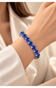 Valmont Accessories Saks Mavisi Yuvarlak Kesim Büyük Taşlı 16,5 Cm Şık Kadın Bileklik Valmont Accessories Saks Mavisi Yuvarlak Kesim Büyük Taşlı 16,5 Cm Şık Kadın Bileklik