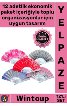 Yelpaze Kalite Katlanabilir El Tipi Kına Düğün Organizasyon Şık Plastik Kumaş Renkli Yelpaze 12'li Yelpaze Kalite Katlanabilir El Tipi Kına Düğün Organizasyon Şık Plastik Kumaş Renkli Yelpaze 12'li