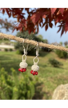 Gümüş Kazaziye Tomurcuk Küpe-Bordo