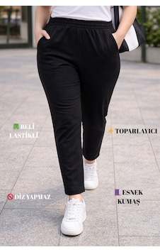 Cedy Denim Yüksek Kalite Siyah Büyük Beden Bayan Yüksek Bel Çelik Örme En-boy Likralı Dar Paça Pantolon