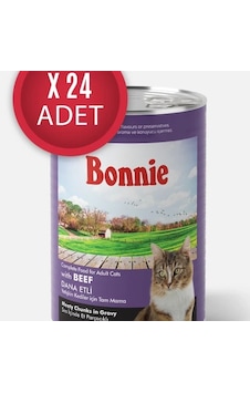 Bonnie Biftekli Sos İçinde Et Parçacıklı Yetişkin Kedi Konserve Yaş Mama 400 Gr X 24 Adet Bonnie Biftekli Sos İçinde Et Parçacıklı Yetişkin Kedi Konserve Yaş Mama 400 Gr X 24 Adet