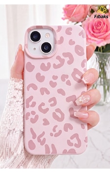Fibaks iPhone 13/14/15 Uyumlu Kılıf Pembe Leopar Desenli Esnek İnce Yumuşak Silikon Fibaks iPhone 13/14/15 Uyumlu Kılıf Pembe Leopar Desenli Esnek İnce Yumuşak Silikon