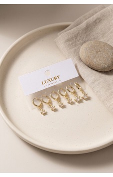 Yıldız Zirkon Taşlı Gold Renk Pirinç Set Küpe Çok Renkli Yıldız Zirkon Taşlı Gold Renk Pirinç Set Küpe Çok Renkli