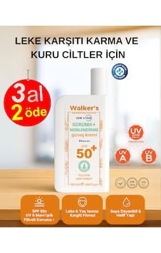 Walker's Vitamins Spf50+ Leke Karşıtı Çok Yüksek Korumalı Yüz Güneş Kremi -