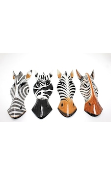 Ahşap Duvara Asmalı 30 Cm Zebra Maske Renkli