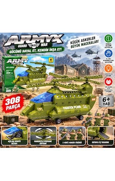 Askeri Helikopter Yapım Seti 308 Parça Savaş Helikopteri Asker Figürleri Ve Detaylı Blok Seti