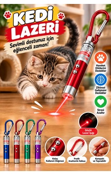 Mucit Home Kedi Lazeri Oyuncağı Metal Gövdeli Karabinalı Taşınabilir Kedi Oyun Lazeri Tekli Karışık Renk