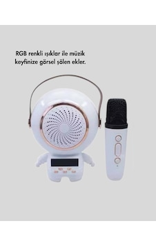 Gld-spt- Renkli Işıklı Astronot Mini Bluetooth Speaker Ve Karaoke Mikrofon Gld-spt- Renkli Işıklı Astronot Mini Bluetooth Speaker Ve Karaoke Mikrofon