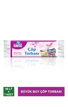 İdeal Büyük Boy Çöp Torbası / Büzgülü Ve Beyaz Sabun Kokulu 7 Adet - 65x70 Cm- İdeal Büyük Boy Çöp Torbası / Büzgülü Ve Beyaz Sabun Kokulu 7 Adet - 65x70 Cm-