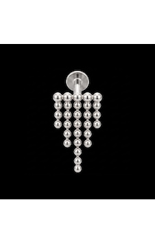 316 L Cerrahi Çelik Beş Sıra Top Sallantı 6x1.2mm Çelik Labret Piercing Gümüş