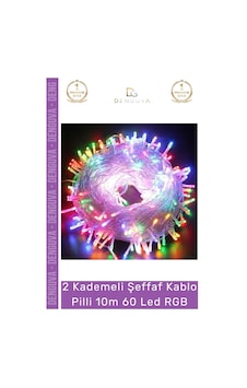Ledışık Dekoratif Yılbaşı Aydınlatma Renkli Işık 2 Kademeli Şeffaf Kablo Pilli 10m 60 Led Rgb Çok Renkli Ledışık Dekoratif Yılbaşı Aydınlatma Renkli Işık 2 Kademeli Şeffaf Kablo Pilli 10m 60 Led Rgb Çok Renkli