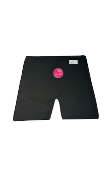 Qulat Lazer Kesim Yüksek Bel Tekli Şort Boxer Siyah