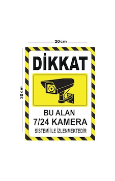 Metal Dikkat Bu Alan 7 24 Kamera Sistemi İle İzlenmektedir 20cm X 30cm A4 Büyüklüğünde Uyarı Levhası Metal Dikkat Bu Alan 7 24 Kamera Sistemi İle İzlenmektedir 20cm X 30cm A4 Büyüklüğünde Uyarı Levhası