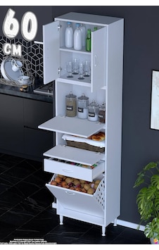 Zümra 60 Cm Beyaz Fırın Dolabı Patates Soğan Saklama Dolabı Çok Amaçlı Kiler Banyo Dolabı 60x226x32 Zümra 60 Cm Beyaz Fırın Dolabı Patates Soğan Saklama Dolabı Çok Amaçlı Kiler Banyo Dolabı 60x226x32