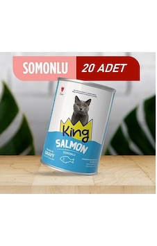 King Sos İçerisinde Et Parçacıklı Somonlu Kedi Konservesi 400 Gr 20 Adet King Sos İçerisinde Et Parçacıklı Somonlu Kedi Konservesi 400 Gr 20 Adet
