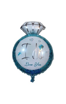 Tek Taş Yüzük Figürlü Folyo Balon 18 Inç Mavi Mavi Tek Taş Yüzük Figürlü Folyo Balon 18 Inç Mavi Mavi