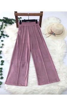 Lovie Moda Kadın Kadife Çımalı Eşofman Alt Pembe