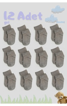 Cnt Erkek / Kız Bebek Kaydırmaz Taban Pamuklu Yumuşak Çorap 12 Li Paket Gri Melanj Gri Melanj Cnt Erkek / Kız Bebek Kaydırmaz Taban Pamuklu Yumuşak Çorap 12 Li Paket Gri Melanj Gri Melanj