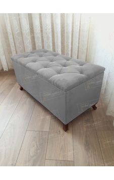 Lüks Sandıklı Kapitoneli Ayakucu Puf Bench 90 Cm Ceviz Ayak Gri Lüks Sandıklı Kapitoneli Ayakucu Puf Bench 90 Cm Ceviz Ayak Gri