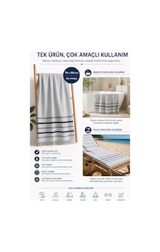Banyo Deniz Plaj Peştemal Havlusu %100 Pamuklu 70x150 Cm Gri Banyo Deniz Plaj Peştemal Havlusu %100 Pamuklu 70x150 Cm Gri