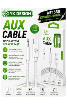 Yk Desıgn Yk-ax805 Type-c To 3.5 Mm Aux Kablo 1mt Tak Çalıştır Beyaz Yk Desıgn Yk-ax805 Type-c To 3.5 Mm Aux Kablo 1mt Tak Çalıştır Beyaz