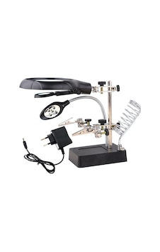 Powermaster Büyüteç MG-16129C Masa Üstü Havya Sehpası Pilli + Adaptör