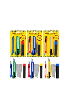 3pcs Yedekli Plastik Maket Bıçak Seti Çok Renkli