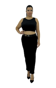 Büyük Beden Denim Mom Kemerli Yüksek Bel Taş Detaylı Kadın Pantolon Siyah Büyük Beden Denim Mom Kemerli Yüksek Bel Taş Detaylı Kadın Pantolon Siyah