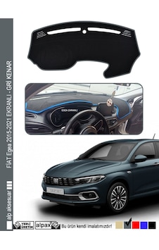 Fiat Egea Ekranlı 2015-2024 Arası Modelle Özel Oto Torpido Koruyucu - Gri Kenar