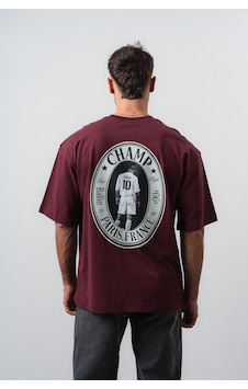 Respire Erkek Zidane Baskılı Oversize T-shirt Bordo Respire Erkek Zidane Baskılı Oversize T-shirt Bordo