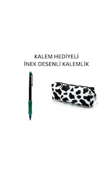İnek Desen Kalemlik - Okul Kalemliği-makyaj Çantası Ve Kalem Hediyeli Çok Renkli