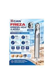 R3 Küresel Uçlu Cnc Freze Ucu 6 Mm Şaft 12 Mm Kesme Boyu 50 Mm R3 Küresel Uçlu Cnc Freze Ucu 6 Mm Şaft 12 Mm Kesme Boyu 50 Mm