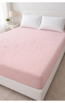 Uçkan Home %100 Pamuklu Çift Kişilik Çarşaf--pembe-çiz-çift-k. Pembe