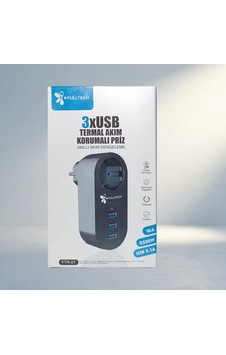 Akıllı Akım Dengeleme Özellikli Tekli Priz 3xusb Isıya Dayanıklı